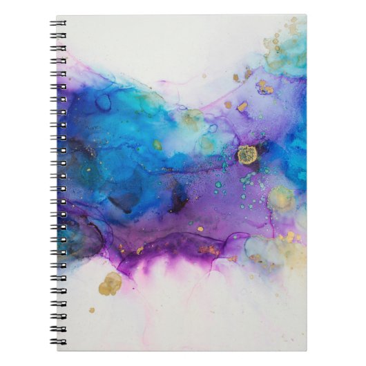 アルコールインクアート絵画。抽象芸術。アルコールインクバ ノートブック (正面)