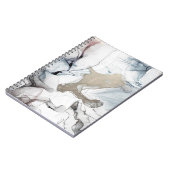 アルコールインクアート。繊細で黒いスポット。スカイクロー ノートブック (左側)