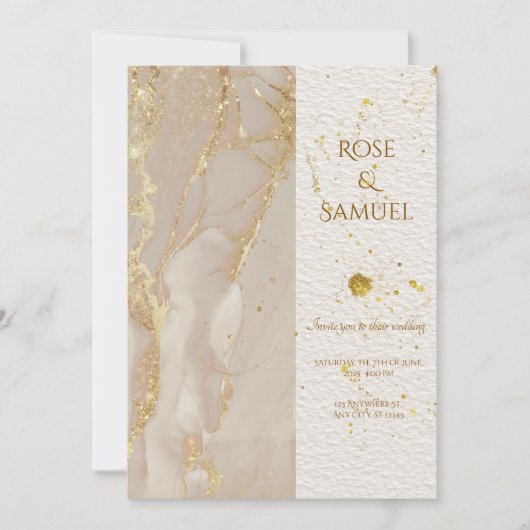 アルコールインクグリッターエレガントウェディング招待状 招待状 (正面)