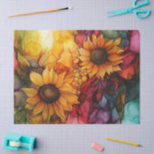 アルコールインクシリーズのひまわりデザイン#19 薄葉紙 (クラフト)