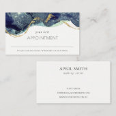 アルコールインクシルバーネイビーブルーグリッターアポイントメント 名刺 (正面/裏面)