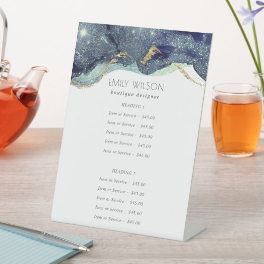 アルコールインクシルバーネイビーブルーグリッターサービス価格 台座サイン (インサイチュ)