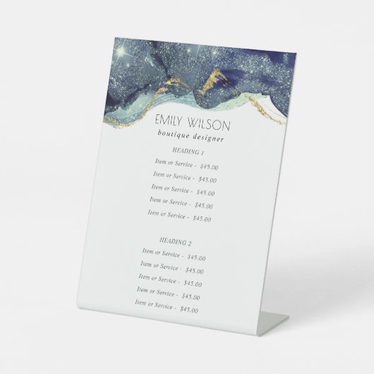 アルコールインクシルバーネイビーブルーグリッターサービス価格 台座サイン (正面)