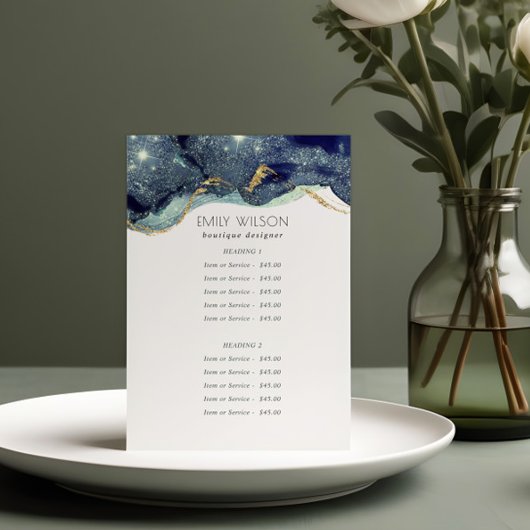 アルコールインクシルバーネイビーブルーグリッターサービス価格 台座サイン