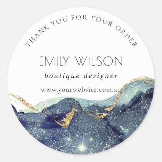 アルコールインクネイビーグリッターご注文ありがとうございます ラウンドシール (正面)