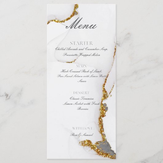 アルコールインクハンドメイドグリッター金ゴールドフラットメニュー メニュー (正面)
