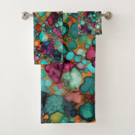 アルコールインクパタカラフルン鮮やか バスタオルセット