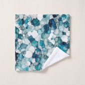 アルコールインクパターン青鮮やか バスタオルセット (ウォッシュタオル)