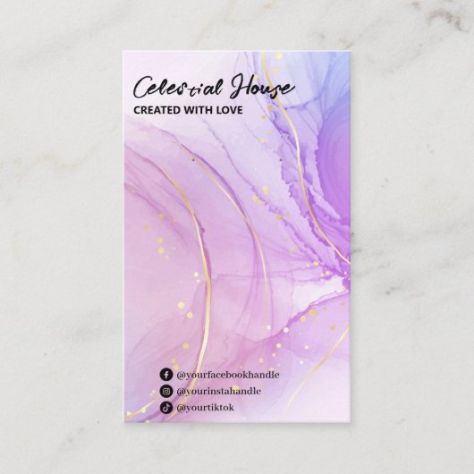 アルコールインクパープルイヤリングディスプレイカード 名刺 (正面)