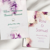アルコールインクパープルエレガントウェディング招待状 招待状