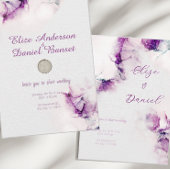 アルコールインクパープルエレガントウェディング招待状 招待状