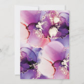 アルコールインクパープル金ゴールド誕生パーティーの招待 招待状 (裏面)