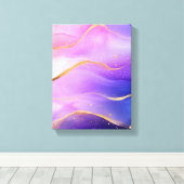 アルコールインクパープル金ゴールド キャンバスプリント (インサイチュ (ウッドフロア))