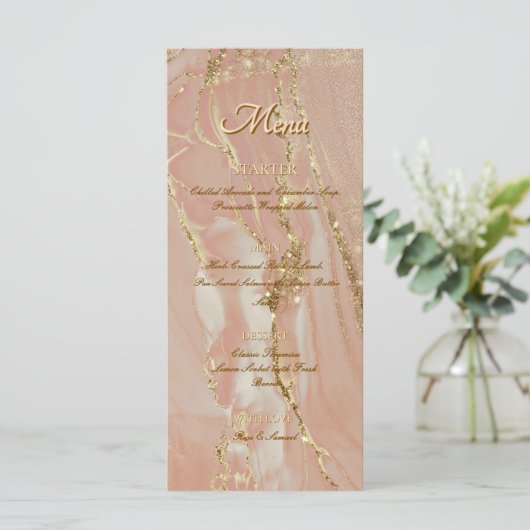 アルコールインクピンクグリッター金ゴールドエレガントフラットメニュー メニュー (スタンド正面)