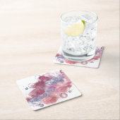 アルコールインクピンクドロップ スクエアペーパーコースター (インサイチュ)