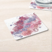 アルコールインクピンクドロップ スクエアペーパーコースター (アングル)