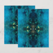 アルコールインクピーコックブルー万華鏡のように千変万化するパターンクラフト紙 (正面/裏面)