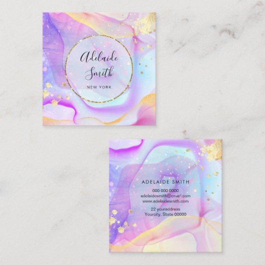 アルコールインクフェイク金ゴールドフォイル詳細スクエア事業 スクエア名刺 (正面/裏面)