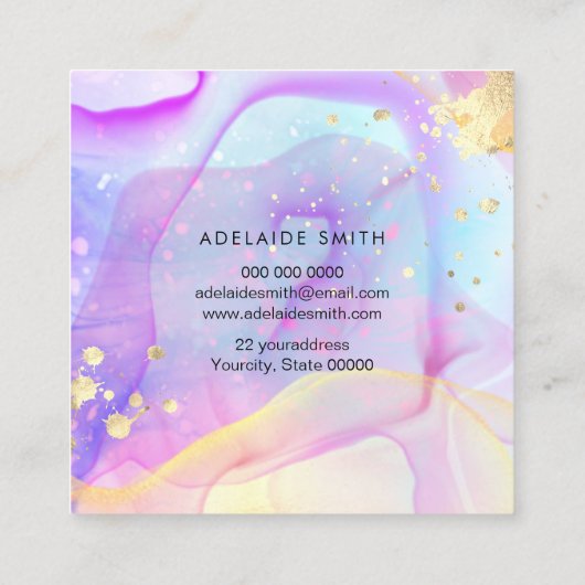 アルコールインクフェイク金ゴールドフォイル詳細スクエア事業 スクエア名刺 (裏面)