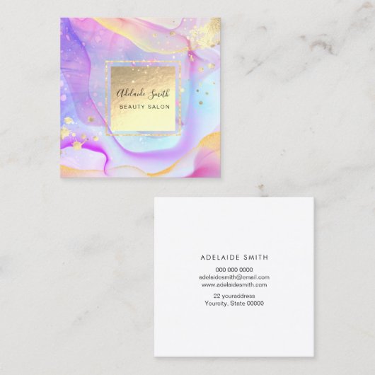 アルコールインクフェイク金ゴールド箔詳細 スクエア名刺 (正面/裏面)