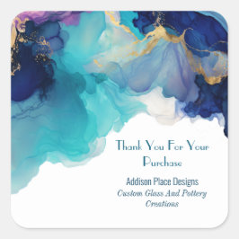 アルコールインクブルーラベンダーイメージサンキューステッカー スクエアシール