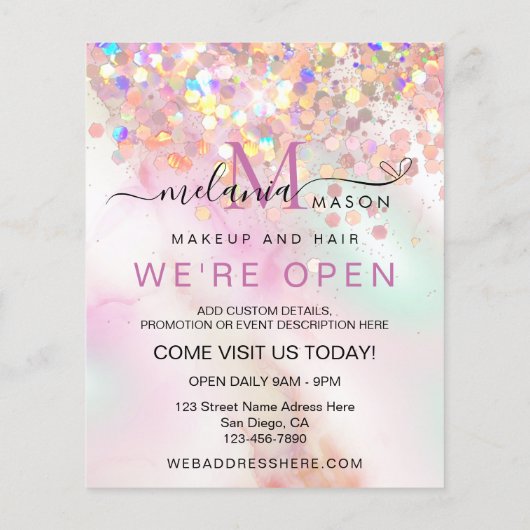 アルコールインクメイクアップアーティストホログラフィックグリッターシック チラシ (裏面)