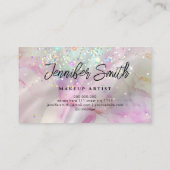 アルコールインクメイクアップアーティストホログラフィックグリッターピンク 名刺 (裏面)