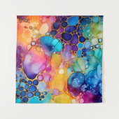 アルコールインクモダンの水彩背景 タペストリー (正面(横))