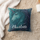 アルコールインクユニコーン枕 – ティール（緑がかった色）&紫 クッション (ブランケット)