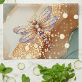 アルコールインク及びジュエルドラゴンフライ キッチンタオル (折り畳み)