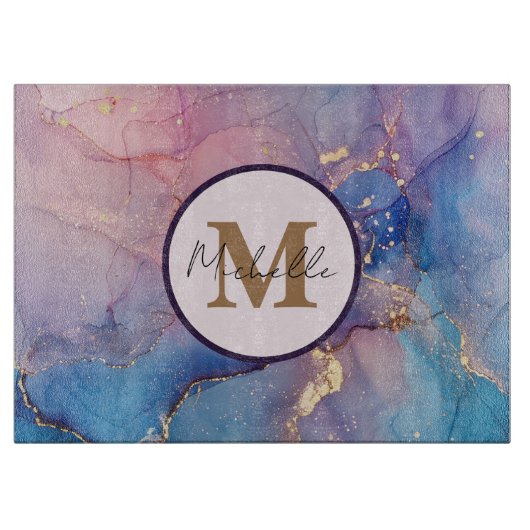 アルコールインク大理石効果抽象芸術 カッティングボード (正面)