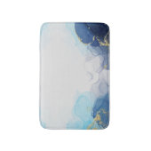 アルコールインク技術における青色の金ゴールド流体アート バスマット (正面縦)