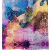 アルコールインク抽象芸術アート シャワーカーテン (正面)