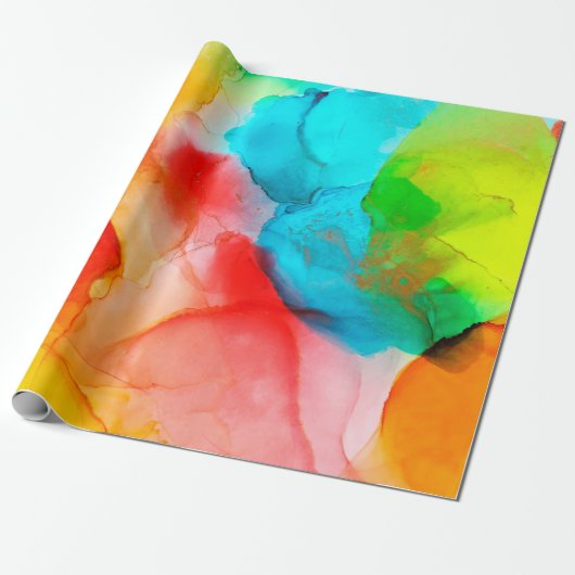 アルコールインク抽象芸術背景、マクロフォトアブストラ ラッピングペーパー (アンロールド)