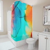 アルコールインク絵画の一部、マクロ写真、アブストラック シャワーカーテン (インサイチュ)