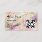 アルコールインク美しいサロンホログラフィックグリッターピンク 名刺 (裏面)