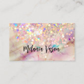 アルコールインク美しいサロンホログラフィックグリッターピンク 名刺 (正面)