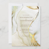 アルコールインク金ゴールドシック結婚式招待状 招待状 (正面)