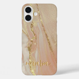 アルコールインク グリッター モノグラム iPhoneケース Mate iPhone 16 Plusケース