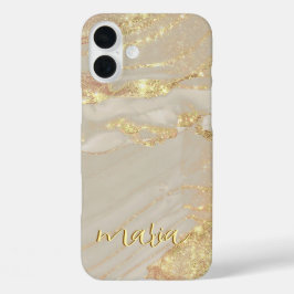 アルコールインク ゴールド モノグラム iPhoneケース Mate iPhone 16 Plusケース