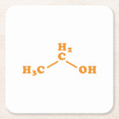アルコールエタノール分子化学式 スクエアペーパーコースター (正面)