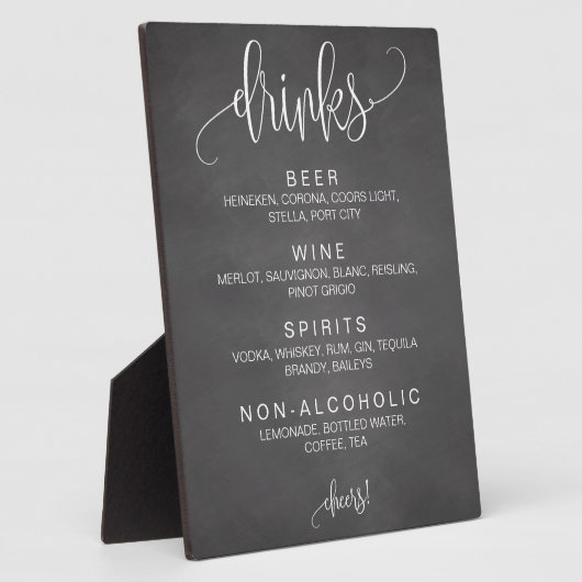 アルコールカクテルドリンクバー結婚編集可能サイン フォトプラーク (側面)