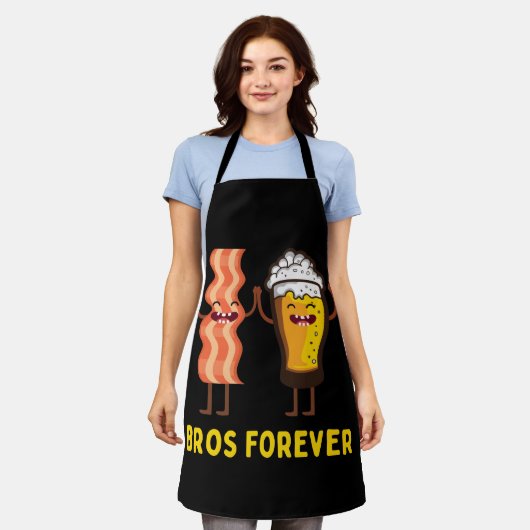 アルコールブロスフォーエバービールベーコンフードのギフト エプロン (着用した状態)