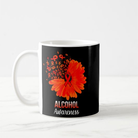 アルコール啓発レッドリボンの花 コーヒーマグカップ (左)