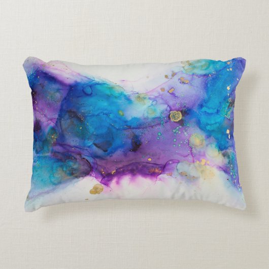 アルコール墨絵画画。抽象芸術。アルコールインキバ アクセントクッション (正面)
