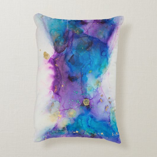 アルコール墨絵画画。抽象芸術。アルコールインキバ アクセントクッション (裏面(縦))