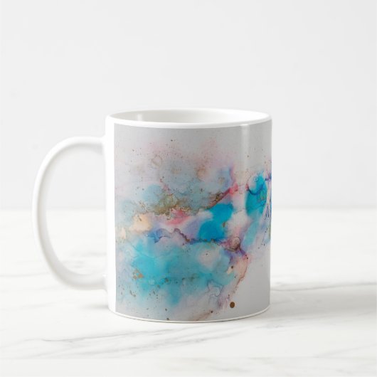 アルコール墨絵画画。抽象芸術。アルコールインキバ コーヒーマグカップ (左)