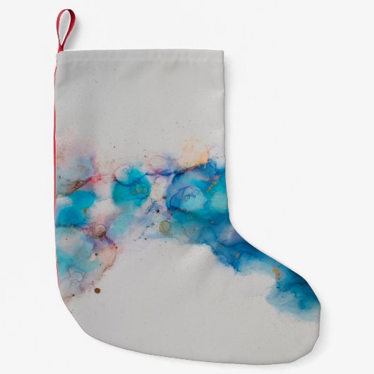 アルコール墨絵画画。抽象芸術。アルコールインキバ スモールクリスマスストッキング (正面)