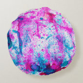 アルコール墨絵画画。抽象芸術。アルコールインキバ ラウンドクッション (裏面)