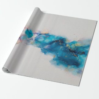 アルコール墨絵画画。抽象芸術。アルコールインキバ ラッピングペーパー